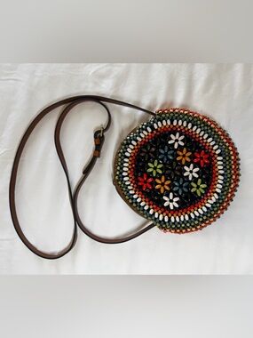 Patricia Nash Multicolor Beaded Round Crossbody Bag